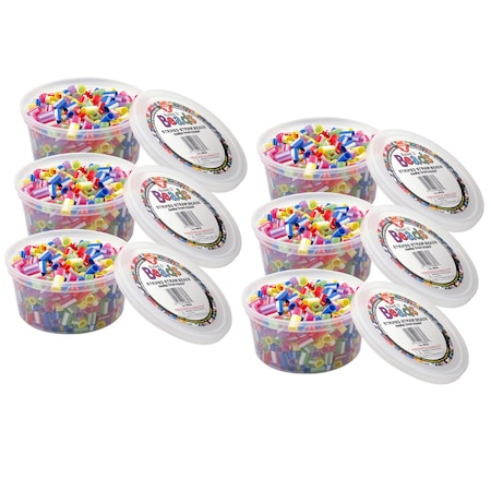 Hygloss Products Bucket O Beads, Striped Straw, Assorted Sizes & Colors, 1800PK 6828